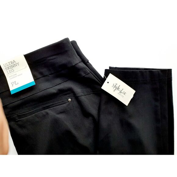 Style & Co. Ultra Skinny Leg Mid Rise Comfort Waist Pull On Black Pants NWT PL - Picture 5 of 8